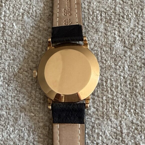 Vintage Men’s 18K Solid Gold Omega Automatic Black Face Wrist Watch with Band - Picture 4 of 6